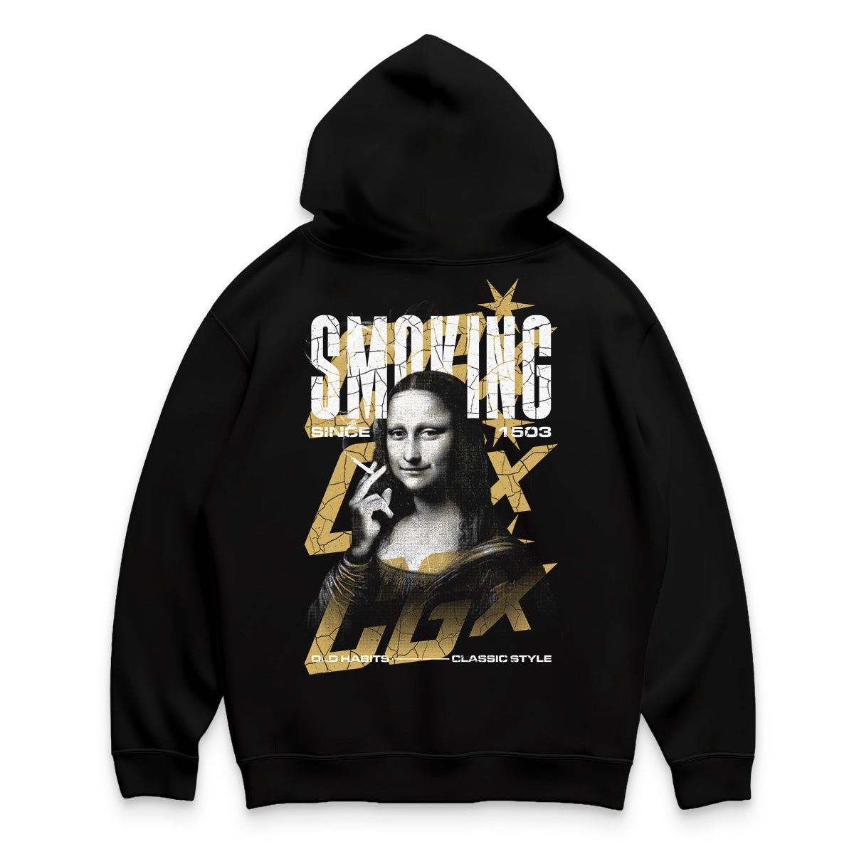 Oversized shirt -smoking since 1503 hoodie black back - culture galaxy - cgx - www.culture-galaxy.com