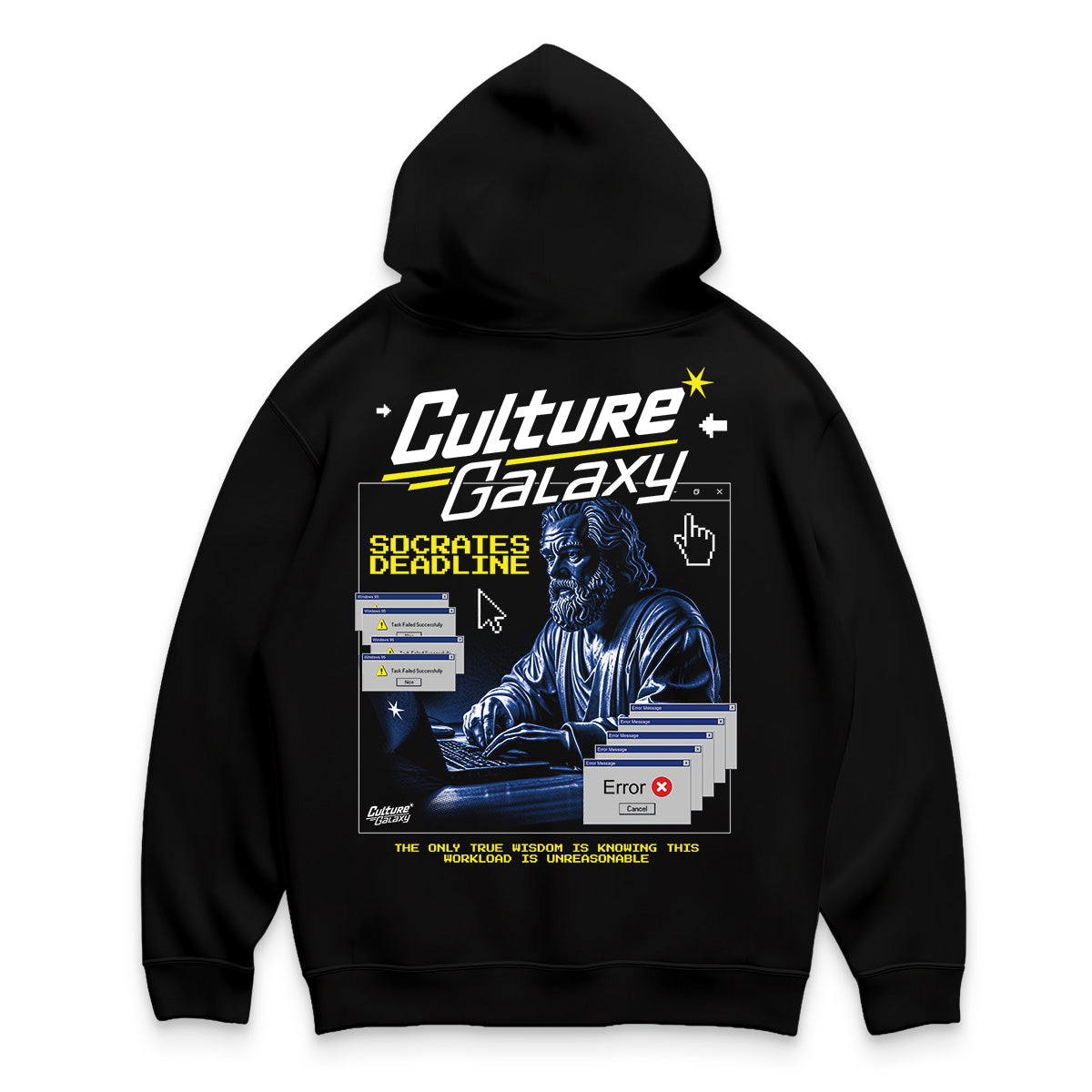 Oversized shirt -socrates deadline hoodie black back - culture galaxy - cgx - www.culture-galaxy.com