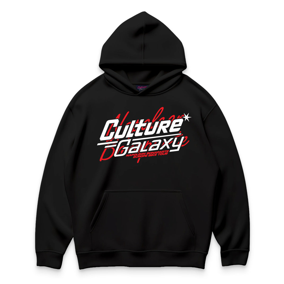 Oversized shirt - napoleon bike tour hoodie black front - culture galaxy - cgx - www.culture-galaxy.com