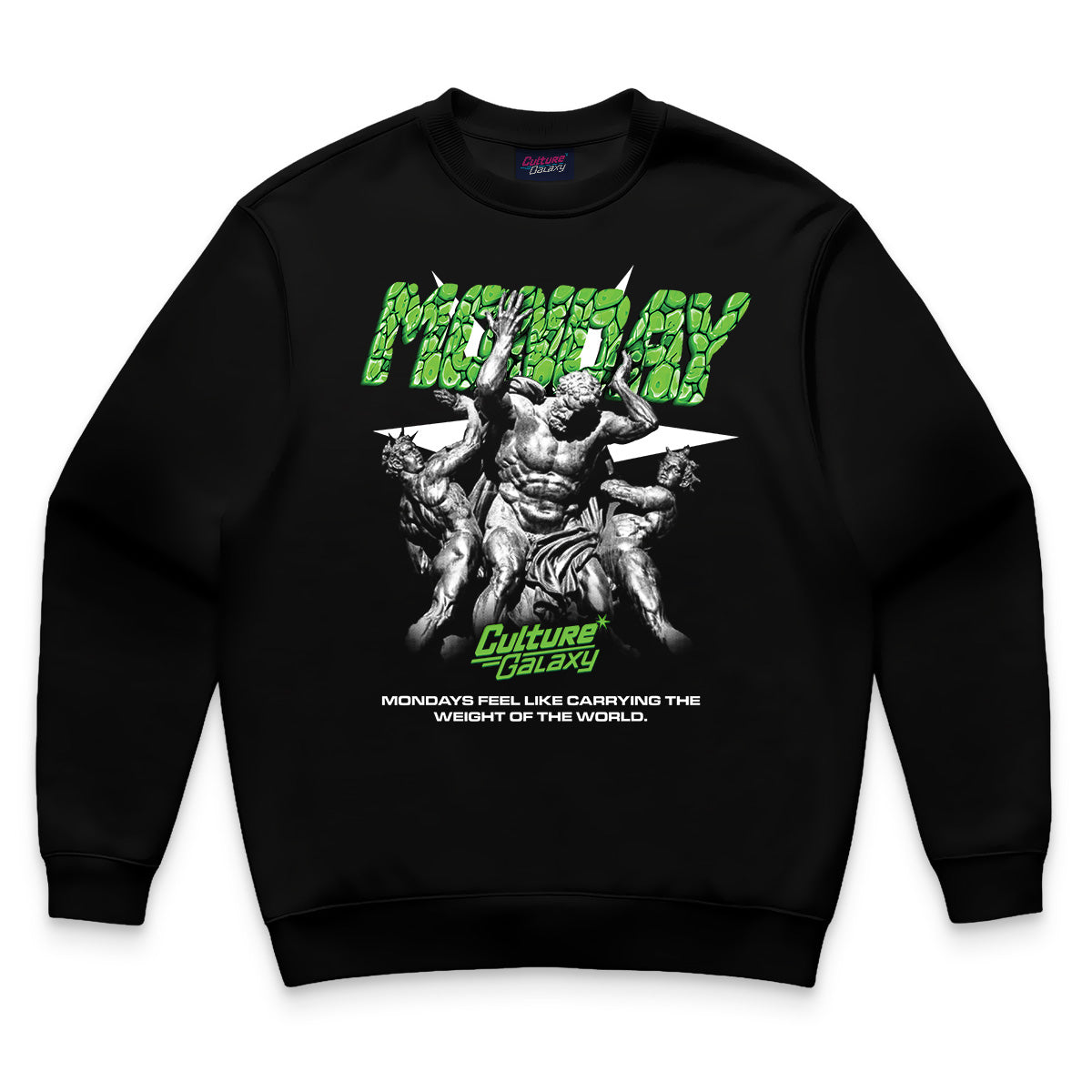 Oversized shirt - monday crewneck black front - culture galaxy - cgx - www.culture-galaxy.com