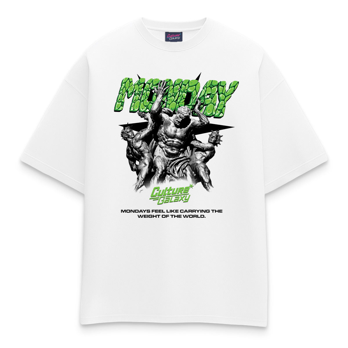 Oversized shirt - monday tee white front - culture galaxy - cgx - www.culture-galaxy.com