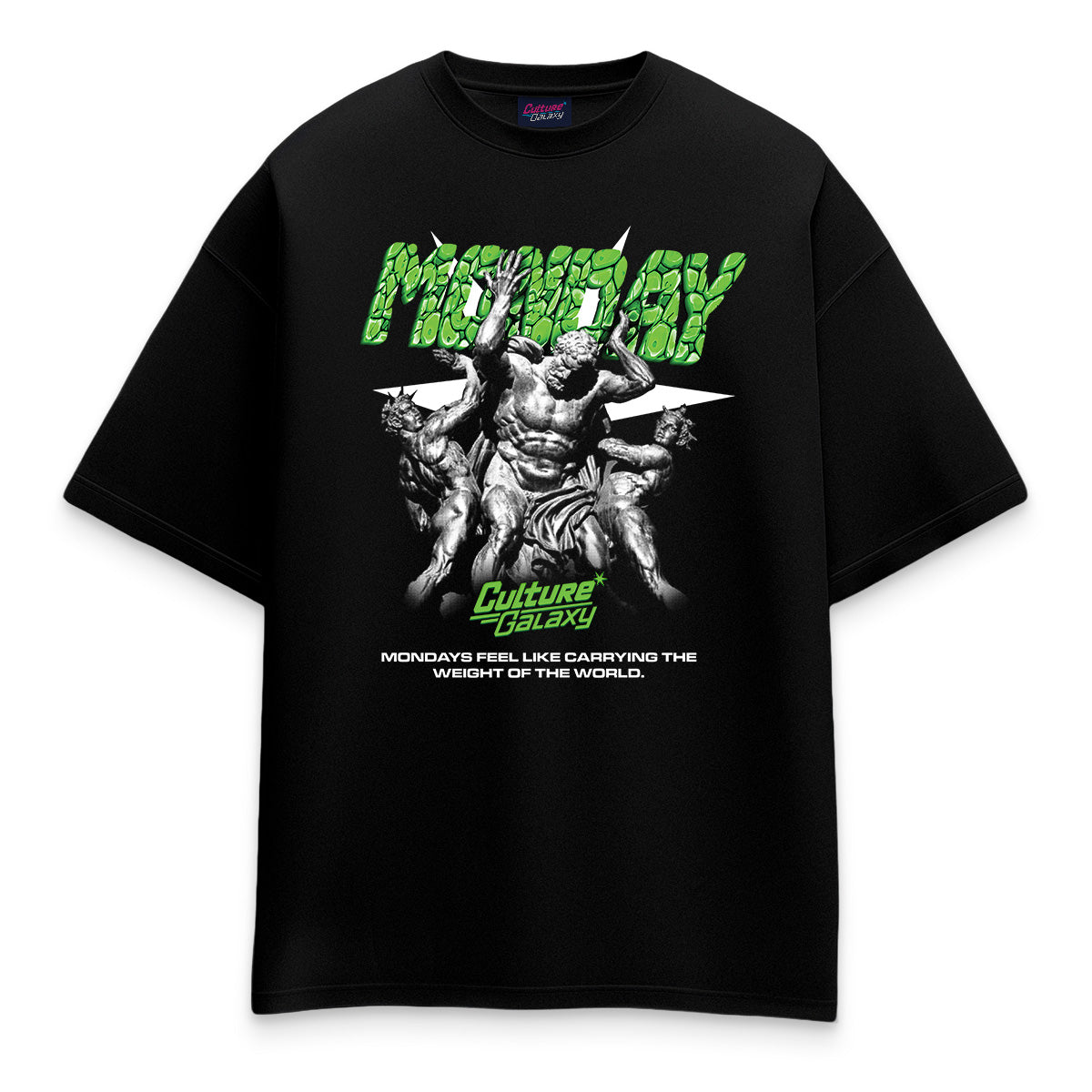 Oversized shirt - monday tee black front - culture galaxy - cgx - www.culture-galaxy.com