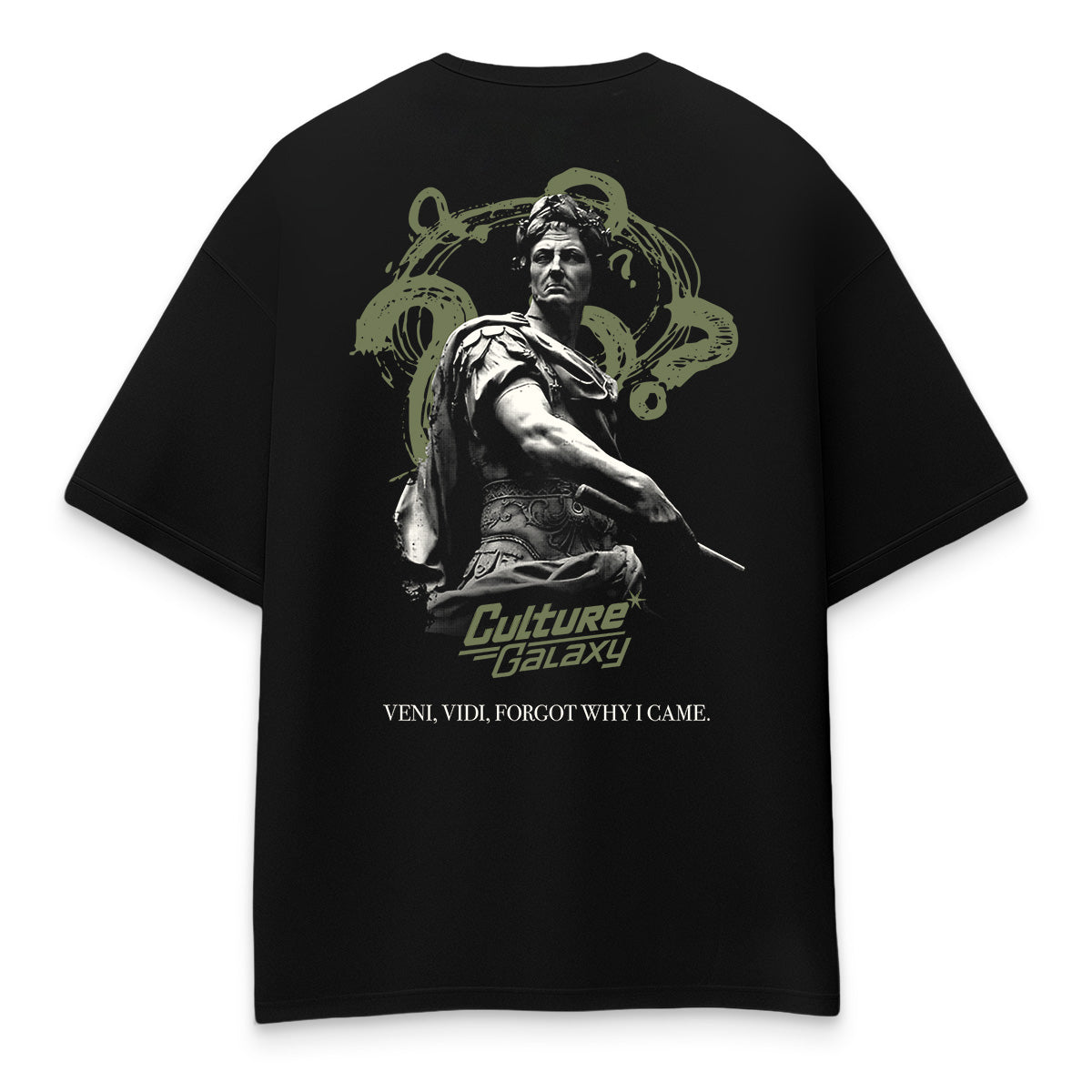 Oversized shirt -veni vidi green tee black back - culture galaxy - cgx - www.culture-galaxy.com