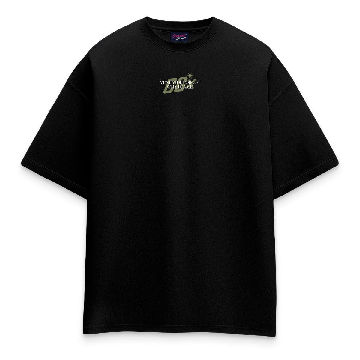 Oversized shirt -veni vidi green tee black front - culture galaxy - cgx - www.culture-galaxy.com