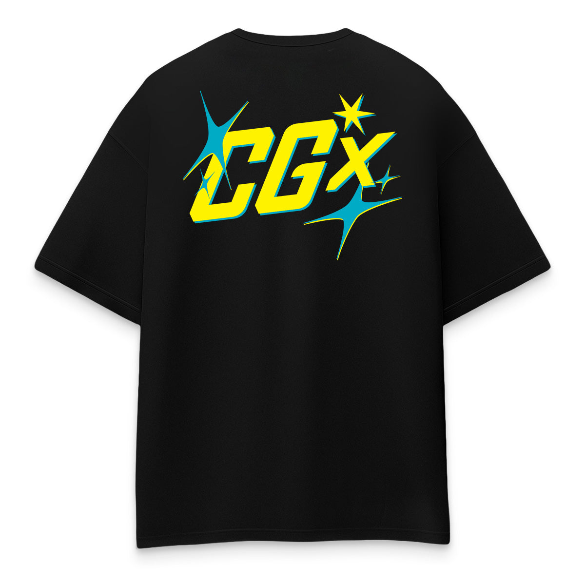 Black t-shirt with 'CGX' logo on the back - Oversized shirt - vibes of the universe tee black back - culture galaxy - cgx - www.culture-galaxy.com