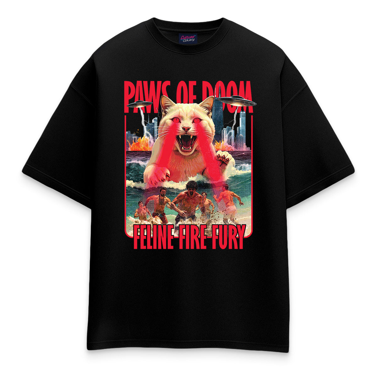Oversized shirt -paws of doom tee black front - culture galaxy - cgx - www.culture-galaxy.com